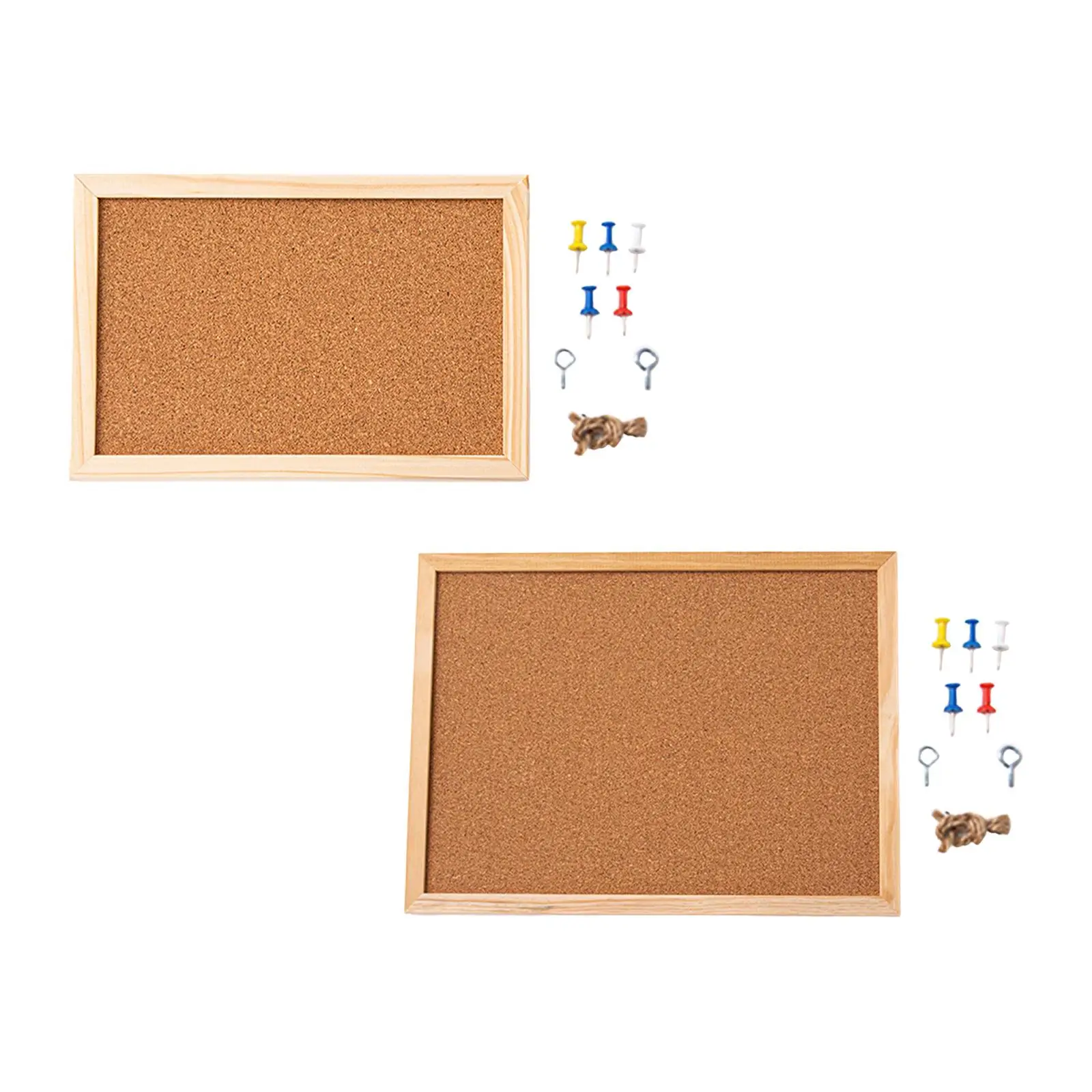 Wall Cork Board Wooden Bulletin Memo Board Rectangular Photo Display Tiles for Office Classroom Kitchen Planning