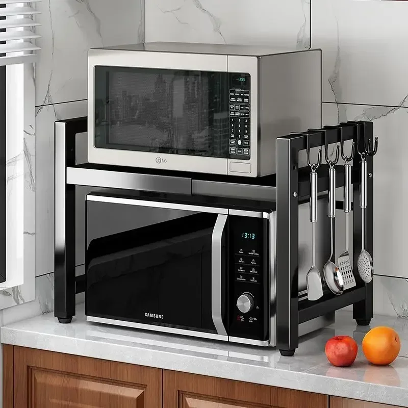 

DurableHolder Retractable Kitchen Shelving Microwave Oven Rack Storage Household 2 Layer Desktop Multifunctional Cabinet Home