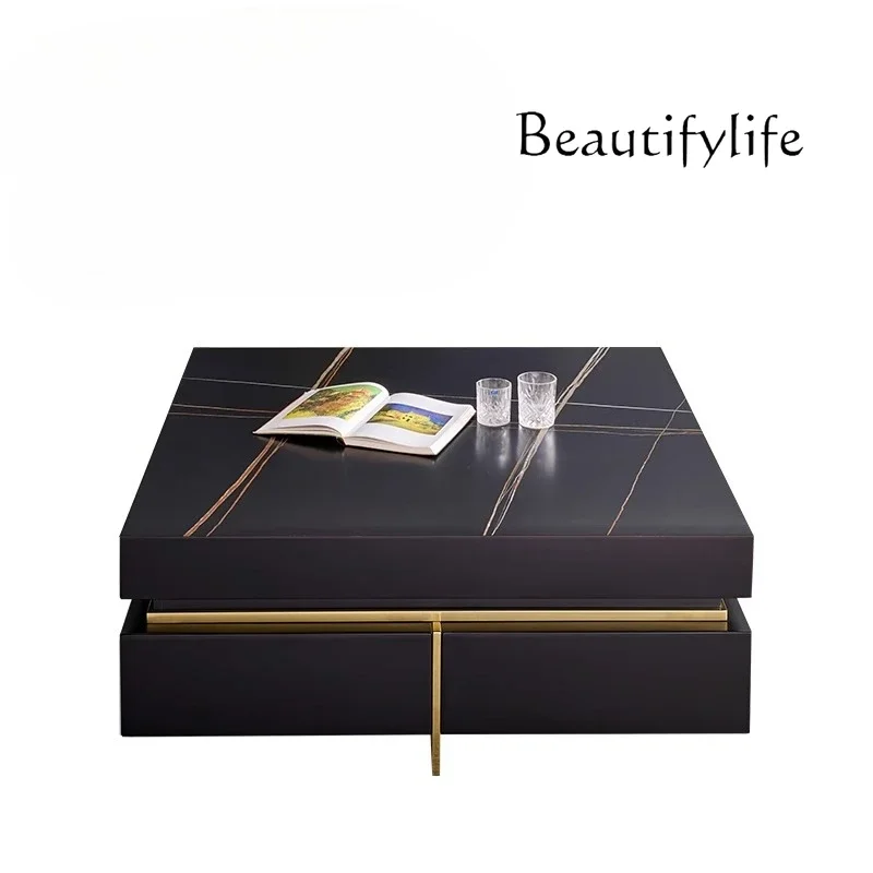 

FG17Light luxury villa living room rock slab coffee table modern simple floor cabinet living room square designer