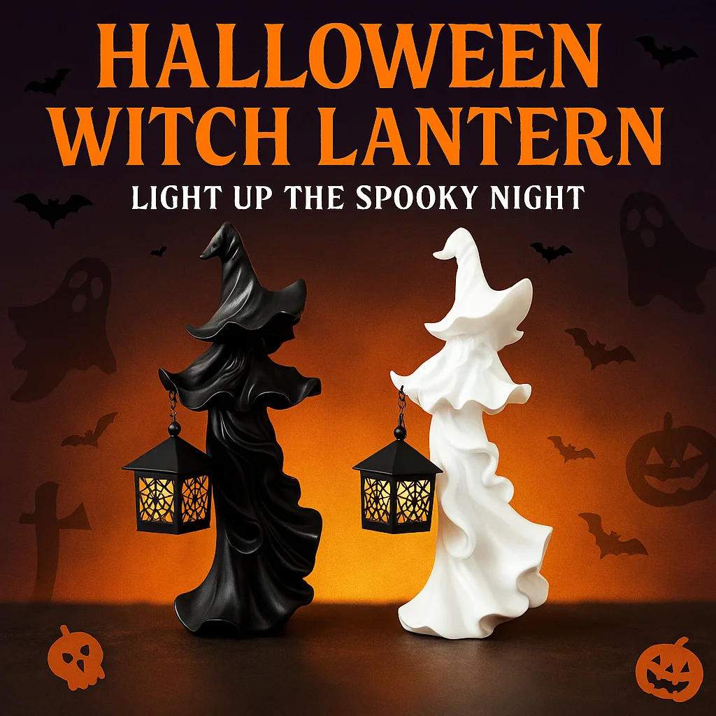 

Хэллоуинская статуя ведьмы из смолы, скульптура призрака с фонарем, винтажный декор, двор, сад, уличное украшение для вечеринки