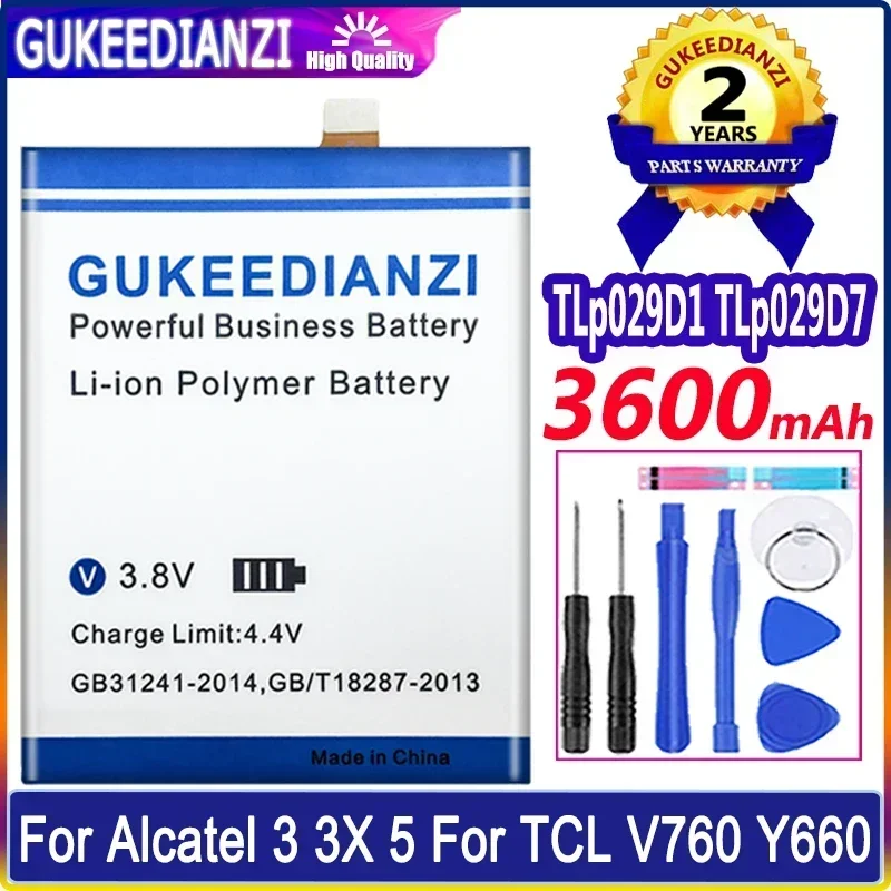 Phone Battery 3600mAh TLp029D1 TLp029D7 For Alcatel 3 Alcatel3 3X 5 For TCL V760 Y660 OT-5052D 5052Y 5086 5058 5058A 5058J