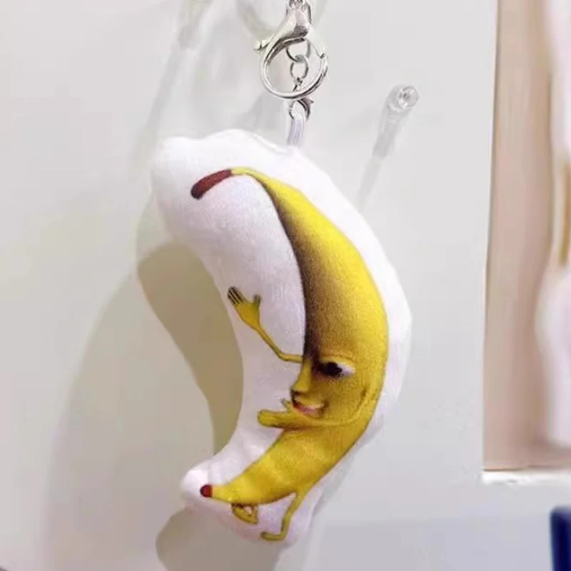 With Music Cute Big Banana Voice Keychain Banana Doll Funny Plush Banana Pendant Silly Big Banana Bag Pendant