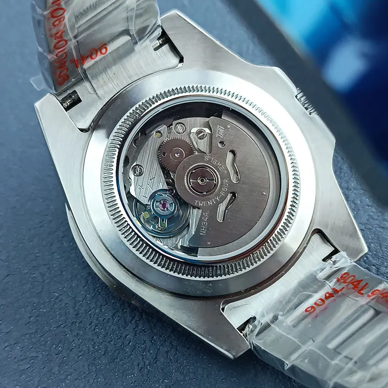 NH34 GMT watch 40mm case 316L stainless steel sapphire glass waterproof case FIT NH35 NH36 movement C3 luminous dial