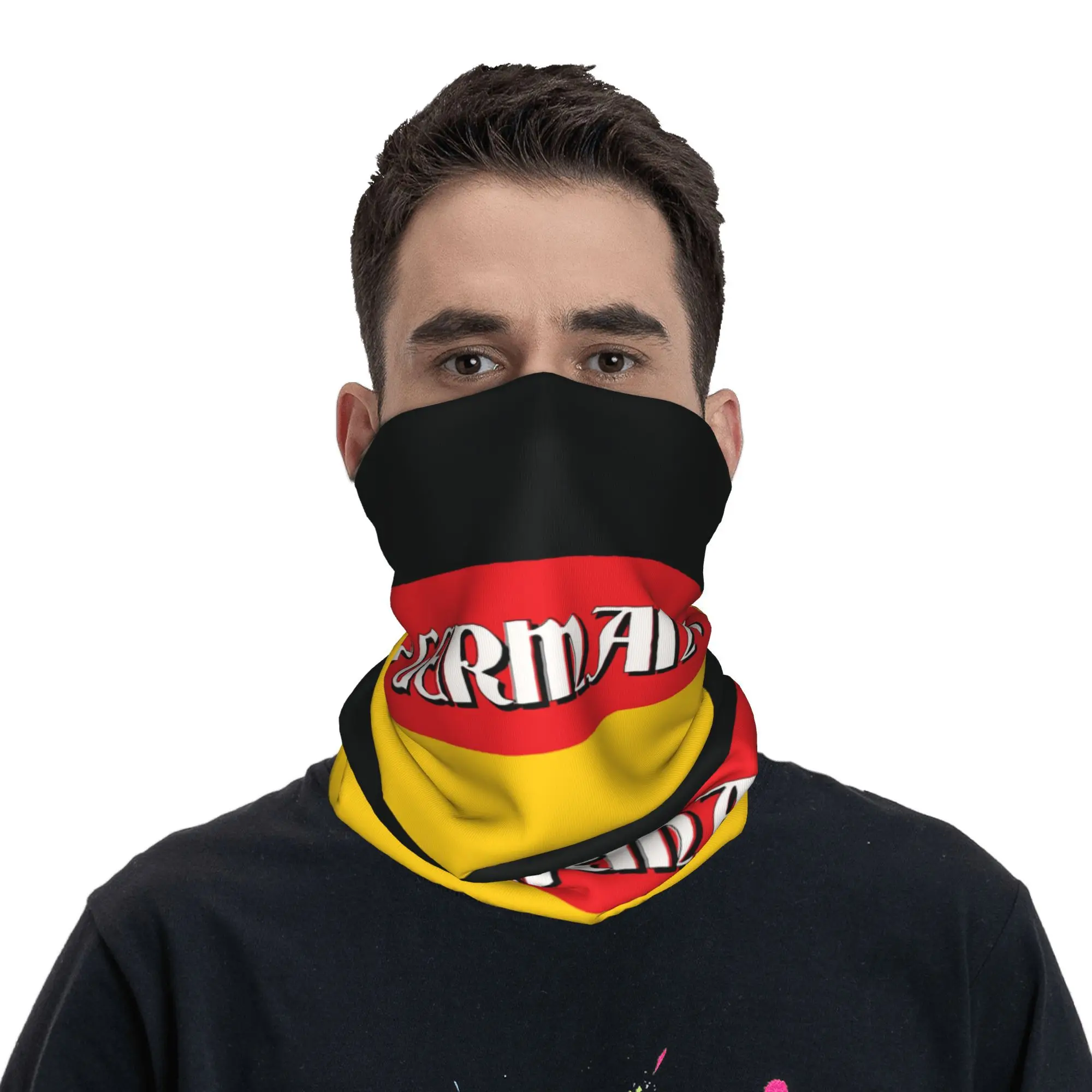 مخصص ألمانيا العلم تصميم شعار الرقبة الجراب النساء الرجال الأشعة فوق البنفسجية الوجه درع الشتاء باندانا وشاح للمشي لمسافات طويلة