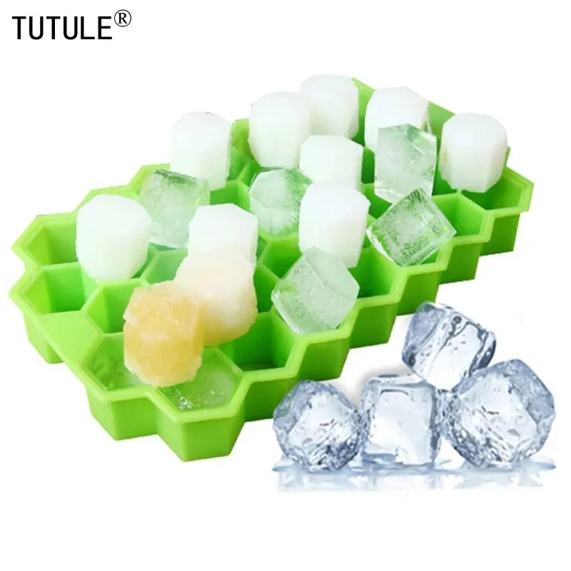 Moldes de compartimento de hielo de panal de abeja, bandeja de cubitos de hielo de gelatina con tapa, moldes de caja de hielo de cubo de nido de abeja, 37 compartimentos