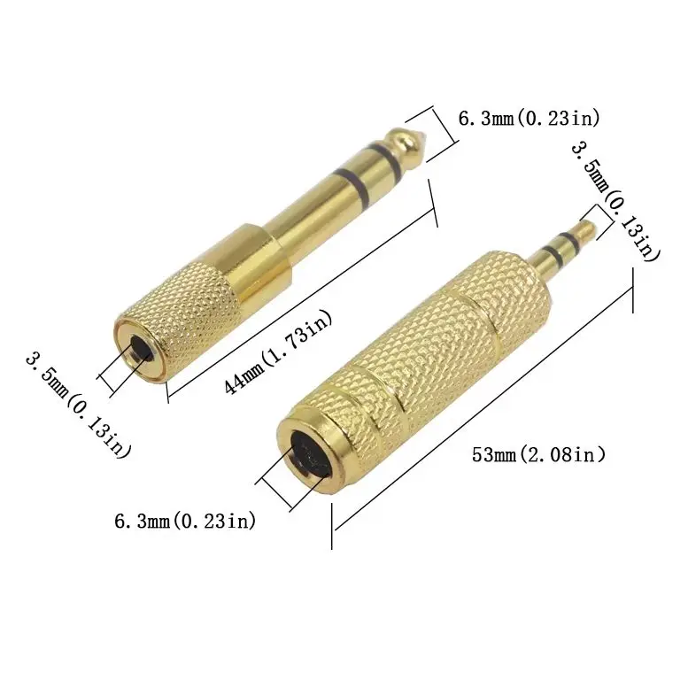 【2PCS】6.5 6.35mm Male Plug to 3.5mm Female Connector Headphone Amplifier Audio Adapter Microphone AUX 6.3 3.5 mm Converter