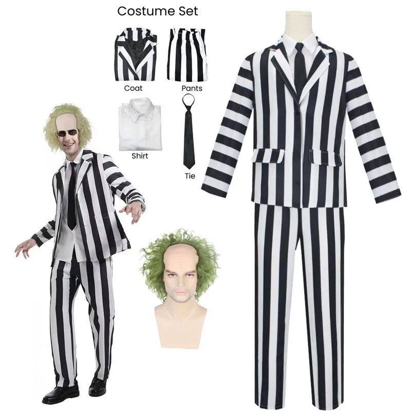 

Аниме косплей жук сокэ мужской черно-белый полосатый костюм страшные костюмы на Хэллоуин рубашка с галстуком для косплея вечерние