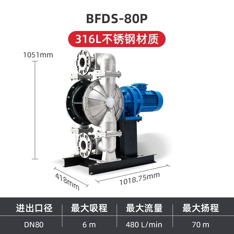 Electric diaphragm pump BFDS-PTFF 316L stainless steel food grade high pressure water pump