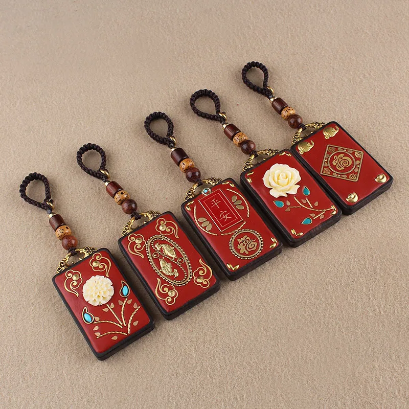 Chinese style handmade Heian Fu ebony car keychain