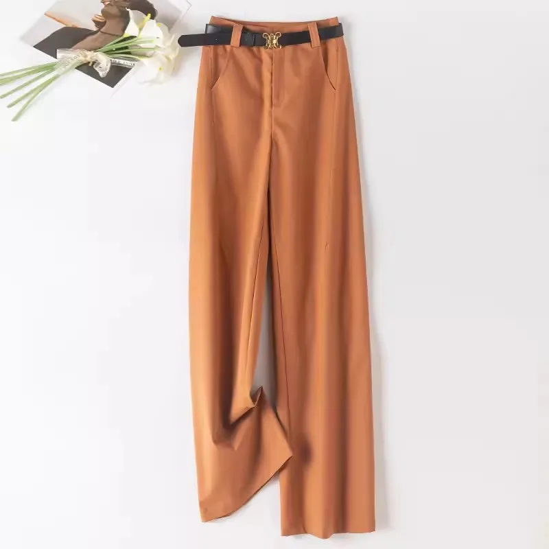 

Khaki Pants Tencel Wide-Leg Pants Women's Thin Casual Pants Ice Silk Straight Suit Women's Pants