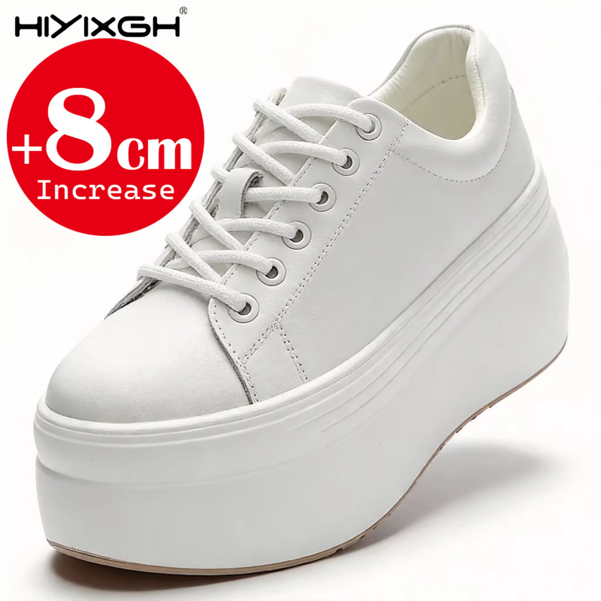 

2026 Genuine Leather Women Casual Shoes Super Thick 8cm Platform Wedge Women Fashion Sneakers Chunky Shoes Summer Skateboard