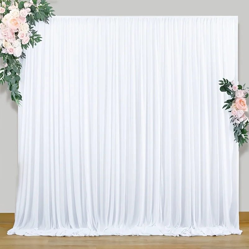

3x6m White Wrinkle Free Wedding Backdrop Curtain Lustrous Washable White Spandex Drapes Birthday Party Baby Shower Photography