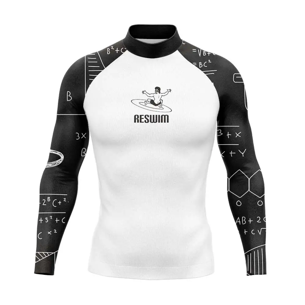 Mens Swimming Surfing Suit New Long Sleeve Rashguard T-shirt UV Protection Quick Dry Surf Shirt Diving Swimming Tight Rash Guard