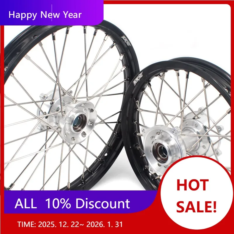 

【2025】 Комплект дисков с большими колесами для мотокросса, подходит для MC 85 2021-2023, алюминиевая серебряная ступица, черный обод