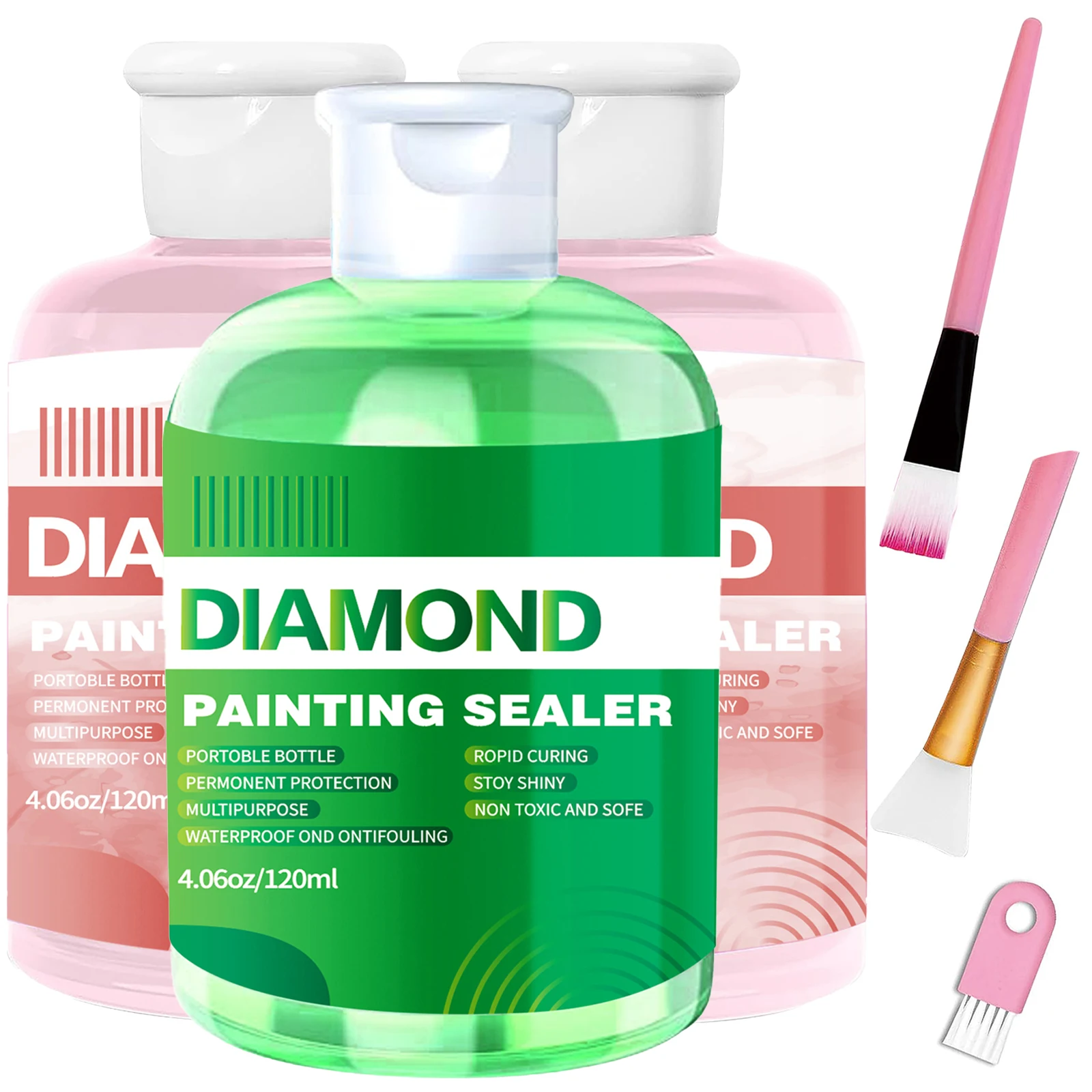 Diamond Painting Sealer Kits 120ML/240ML with 3 Pcs Brushes Diamond Art Sealer Puzzle Glue Diamond Painting Accessories