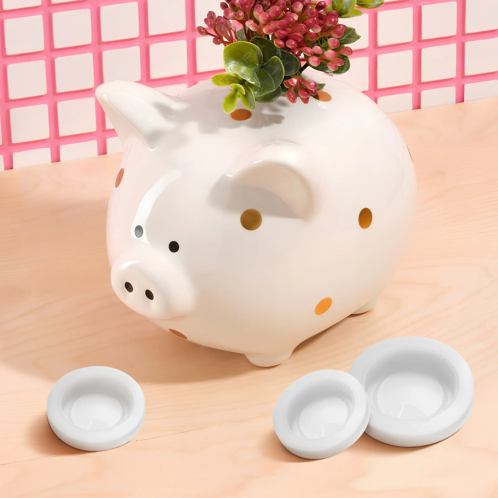 5pcs Round Plug Stoppers Pvc Material For Piggy Bank Saving Box Replacement Caps Stopper Assorted Sizes Compatible With Money