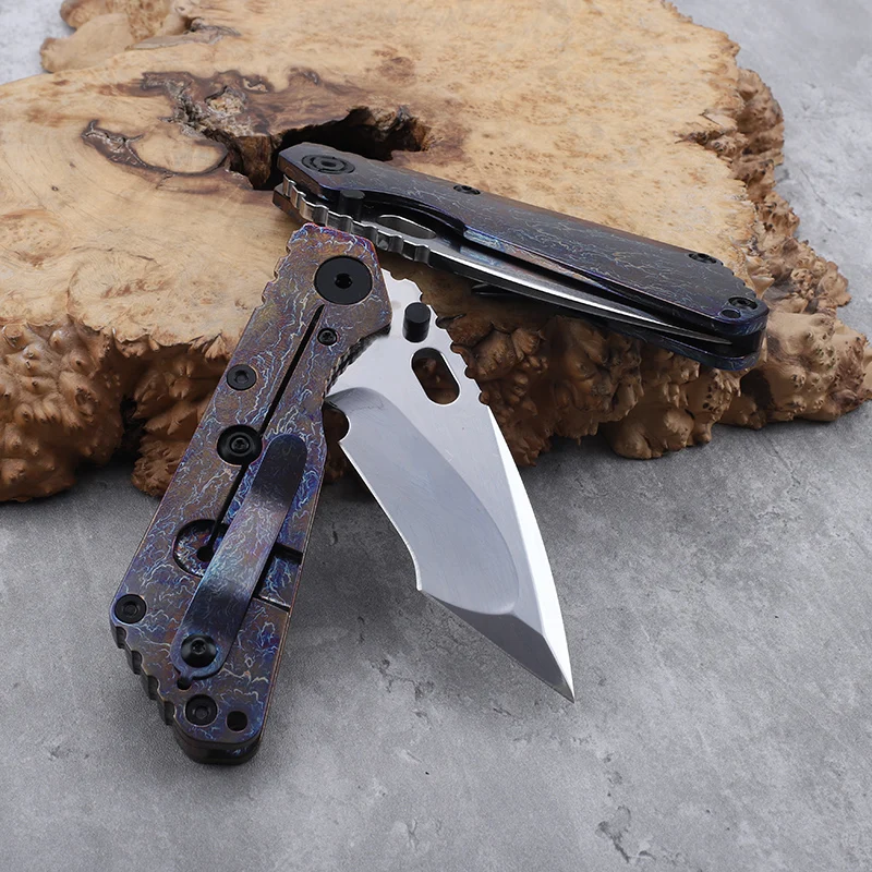 D2 شفرة فولاذية مقبض سبائك التيتانيوم سكين للفرد في الهواء الطلق الدفاع عن النفس الصيد التخييم التنزه بقاء أداة محمولة سكين #1