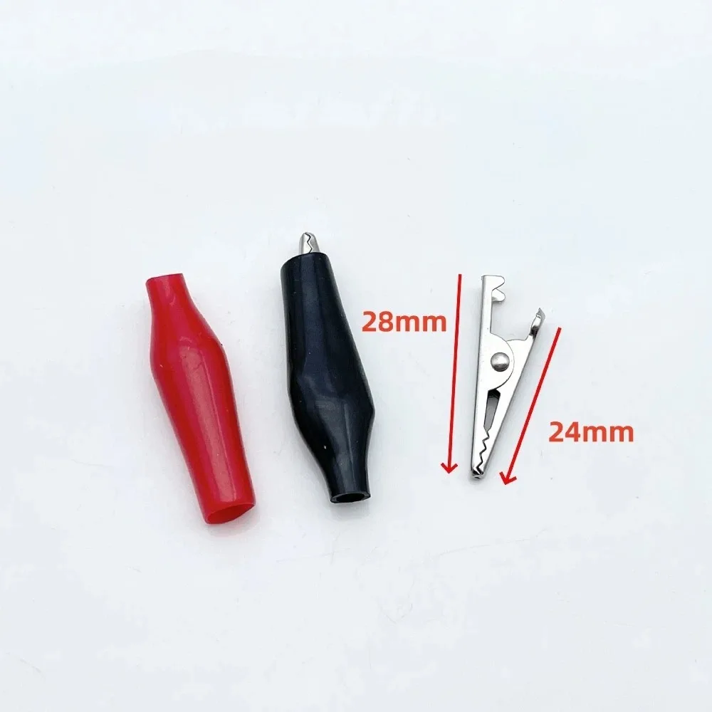 10Pcs Black Red Color Alligator Clip Metal + Plastic Soft Plastic Coated Crocodile Clamp 28/35/45mm Size Durable