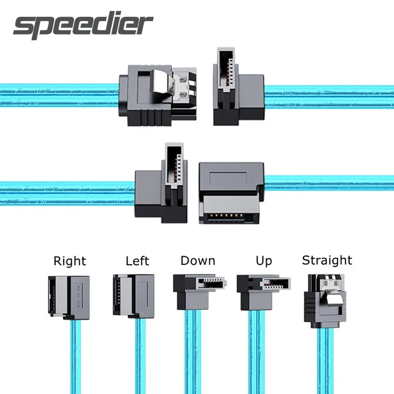 Kabel do szybkiego ładowania dysku twardego SATA 3.0 Elbow SATA 3 6 Gb/s Proste w górę w dół Lewy prawy kąt 90 do dysku twardego HDD