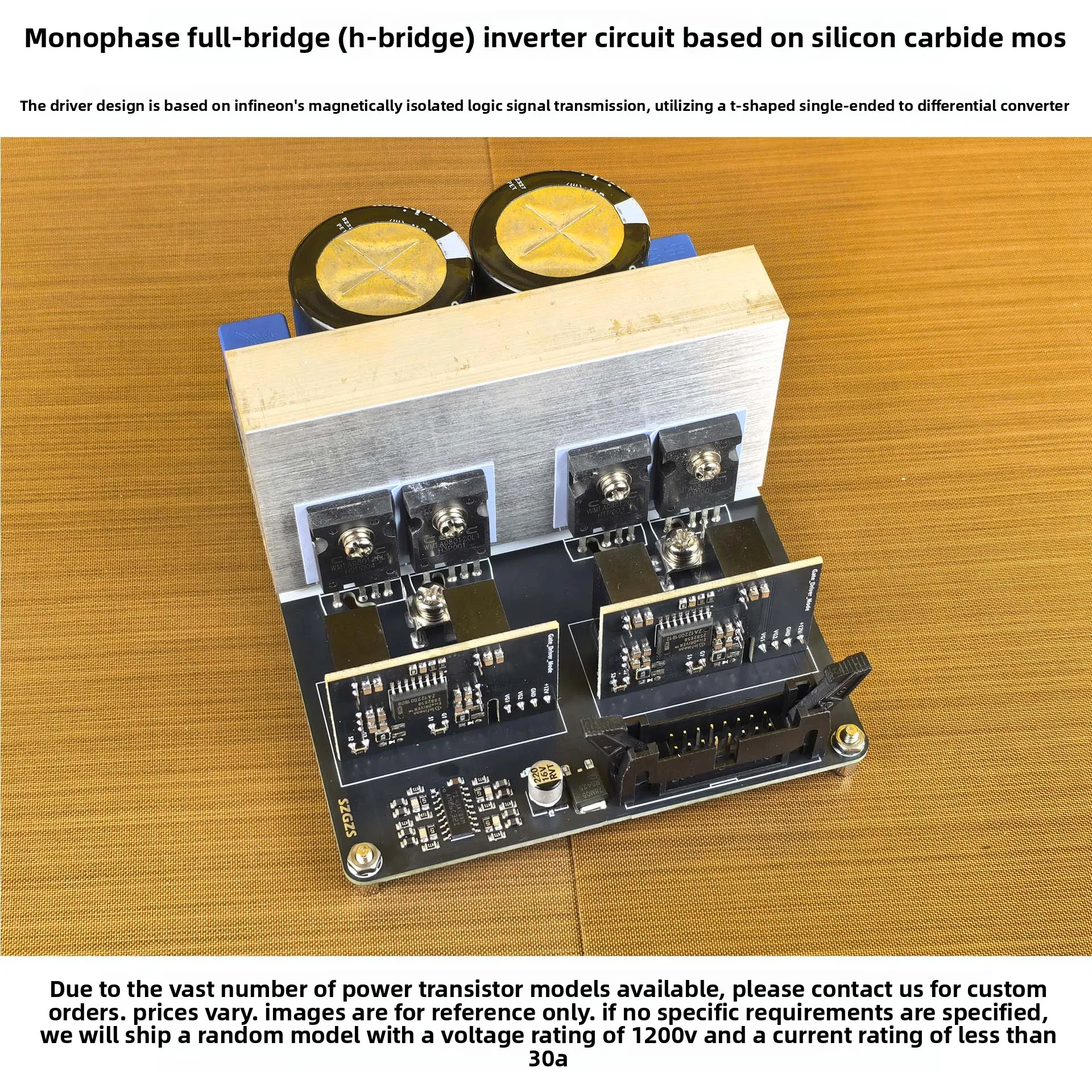 

Single Phase Full Bridge Circuit and Magnetic Isolation IC Full Bridge Gate Drive Test Module for Silicon Carbide MOS Transistor