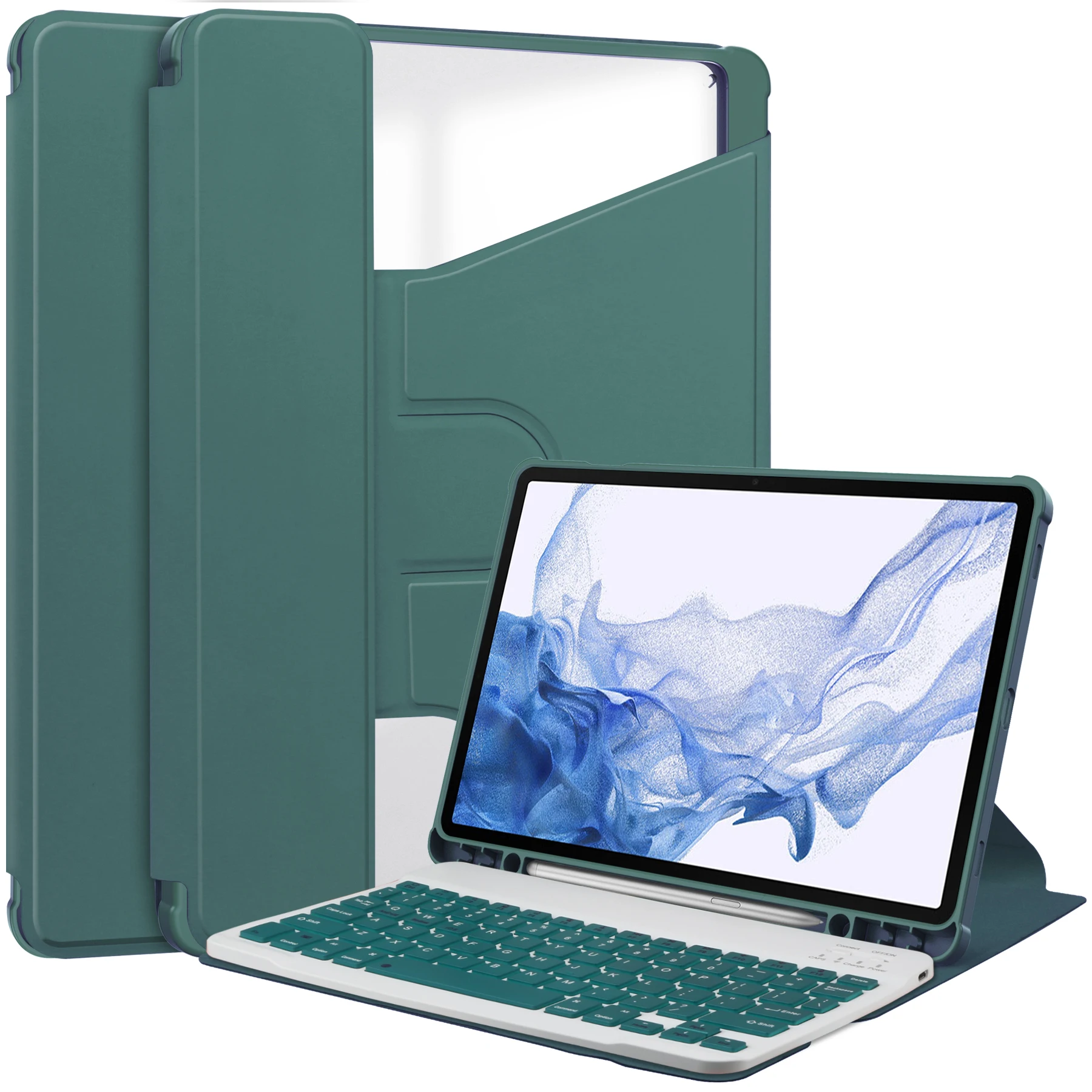 360° rotary Leather Case For Samsung Galaxy Tab S9 SM-X710 SM-X716B SM-X718U Tablet Transparent Cover keyboard