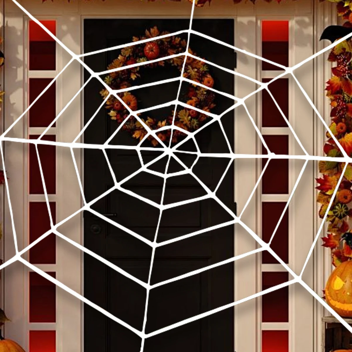 Halloween Giant Spider Web Decoration Black White Giant Stretchy Cobweb Haunted House Scene Ornament Halloween Party Decoration