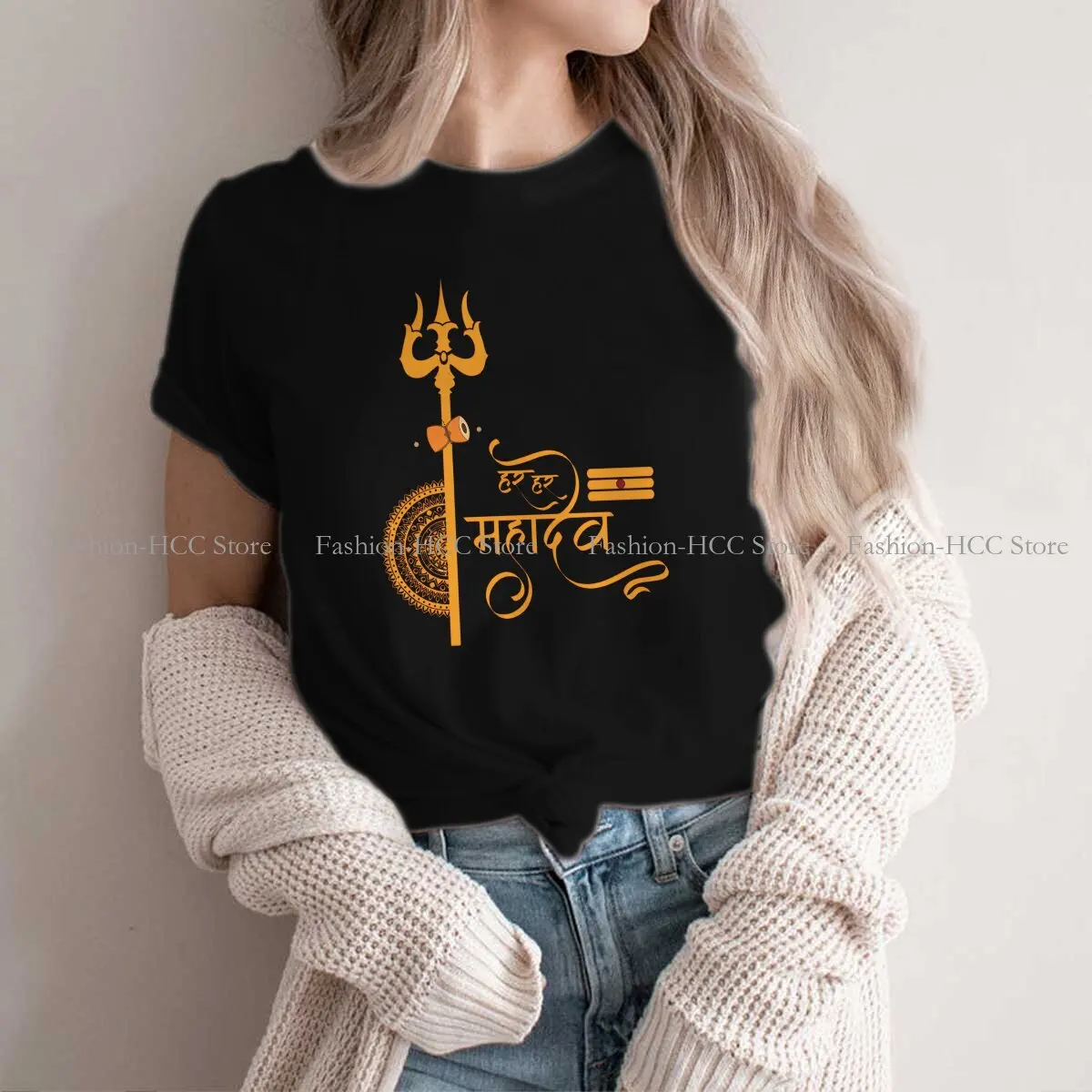 HAR HAR MAHADEV D02 Harajuku Polyester TShirt Lord Shiva India Indian God Creative Streetwear Casual T Shirt Women Tee