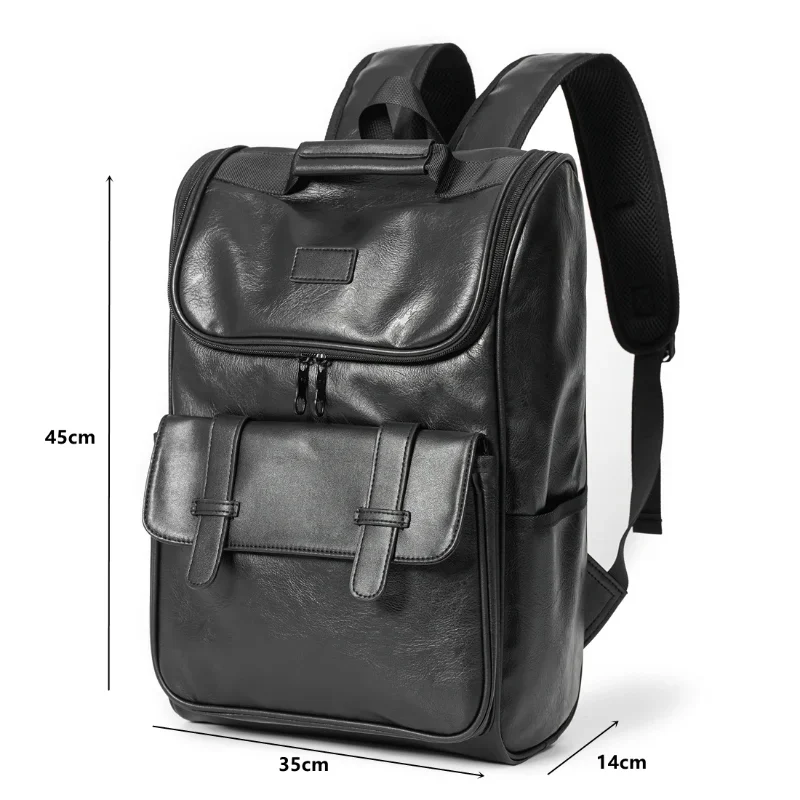 Fashion Backpack Men Large Capacity Laptop Backpack For Men Luxury PU Leather Backpack Male Multiple Pockets Student Schoolbag
