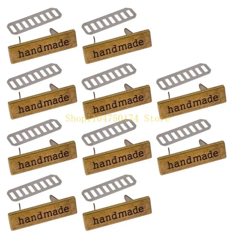 10pcs Metal Handmade Labels Tags for Clothes Jeans Shoes Bags Garment Rectangle Hand Made Printed Label DIY Sewing top sale view 4