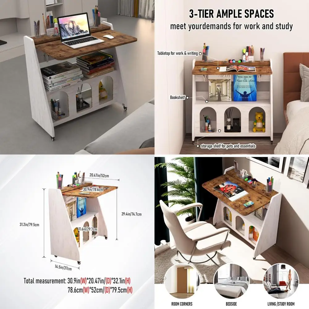 

Multi-Functional Mobile Home Office Desk with Lockable Wheels