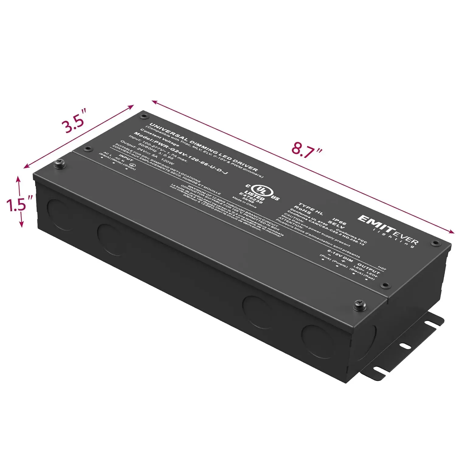 Emisor-controlador Led regulable de 120W, fuente de alimentación Triac de 24V, transformador de CA a CC para luz Led, Compatible con Lutron