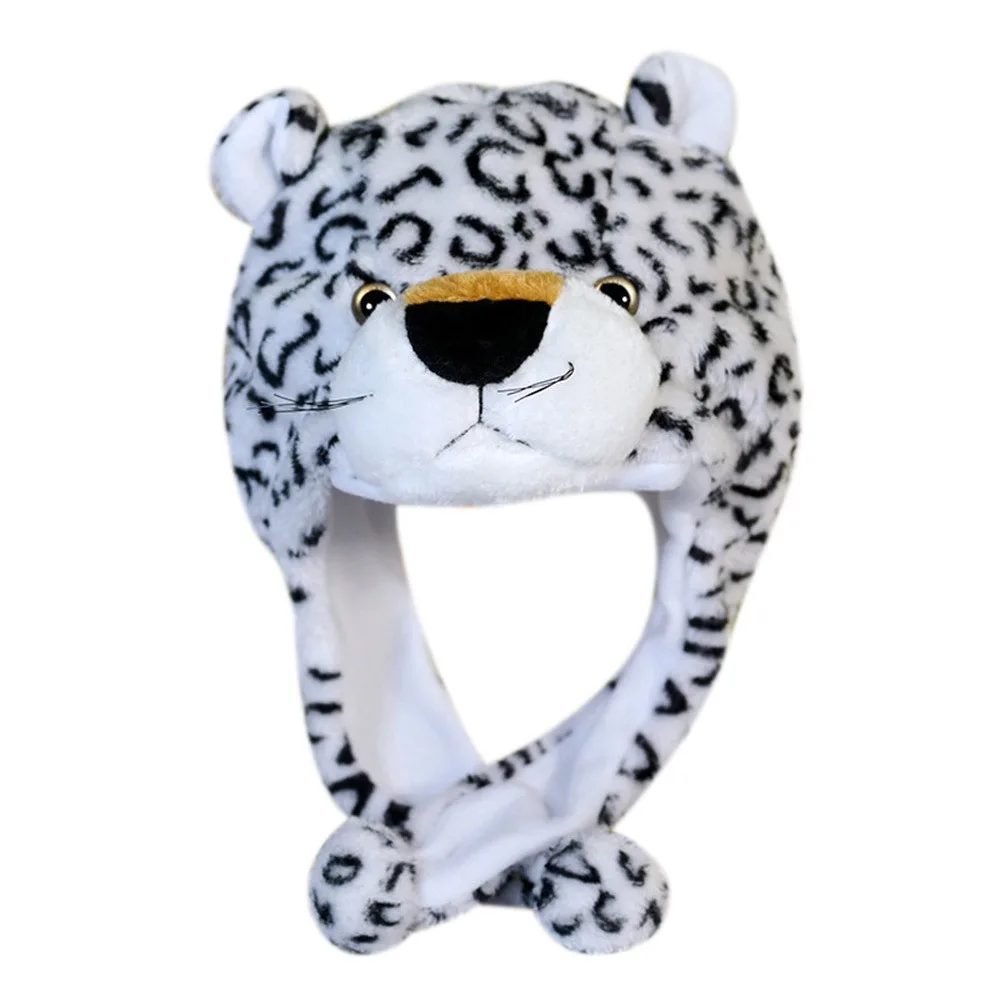 Short Cut Style Animal Hat Wind Blocking Thick Lining Earflap Beanie Cute Cartoon Print Full Ear Coverage Cartoon Cap