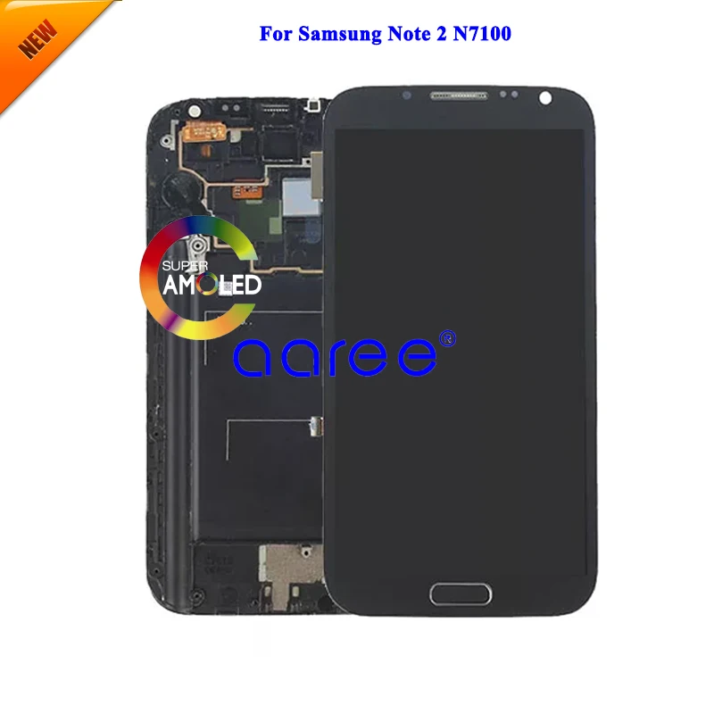 100% tested Grade AAA Super AMOLED Display For Samsung Note 2 N7100 LCD Screen Touch Digitizer Assembly