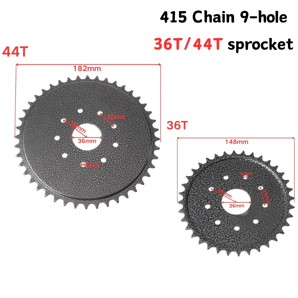 415 Link 9‑Hole 36 44 Tooth Drive Back Sprocket for 49cc 66cc 80cc E‑Bike Motorised Cycle Engine Drive Parts