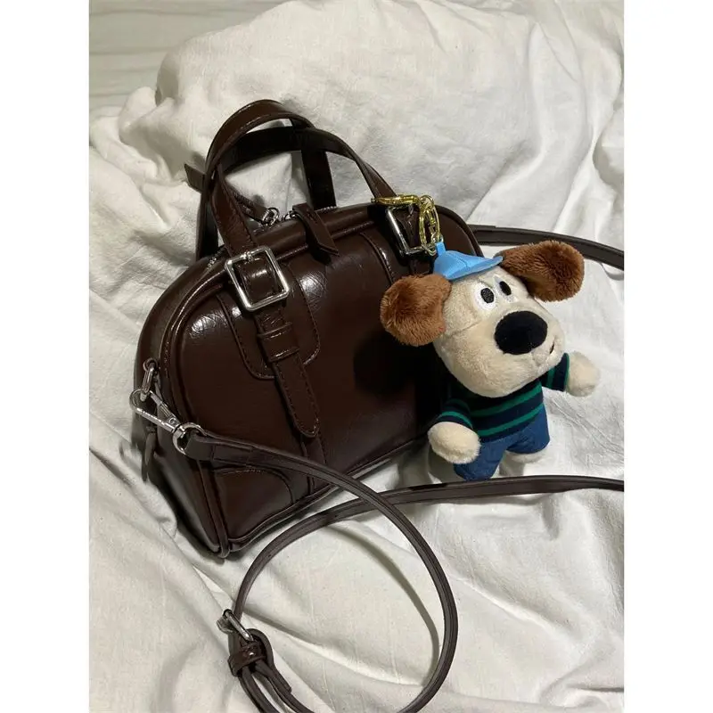 

Crossbody Bags for Women Dark Elegant Temperament All Match PU Leather Korean Fashion Solid Color Large Capacity
