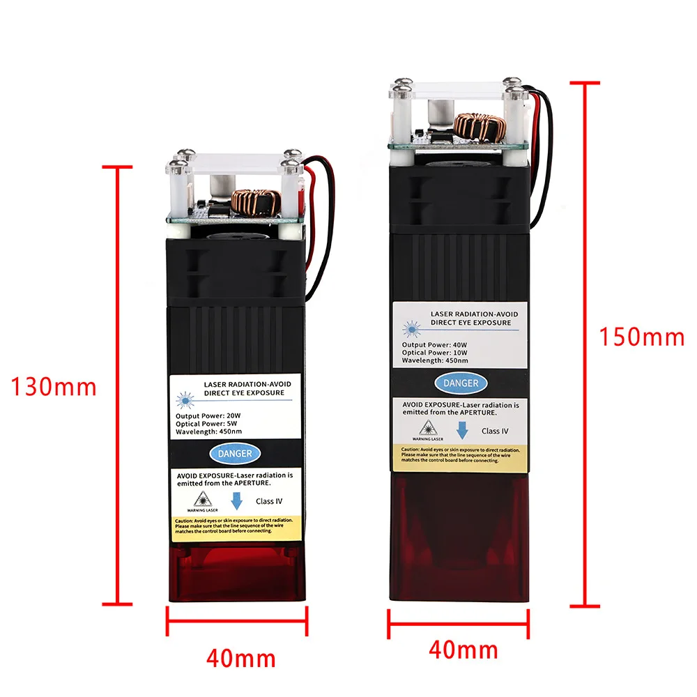 Fixed-focus high-power laser module 20W 40W 450nm CNC laser cutting DIY laser head compressed light spot