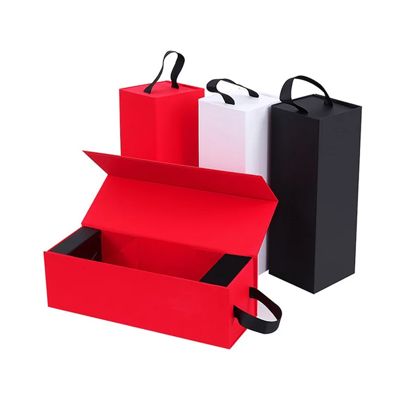 20Pcs/Lot Red Black White Reusable Folding Red Wine Box Gift Folding Box