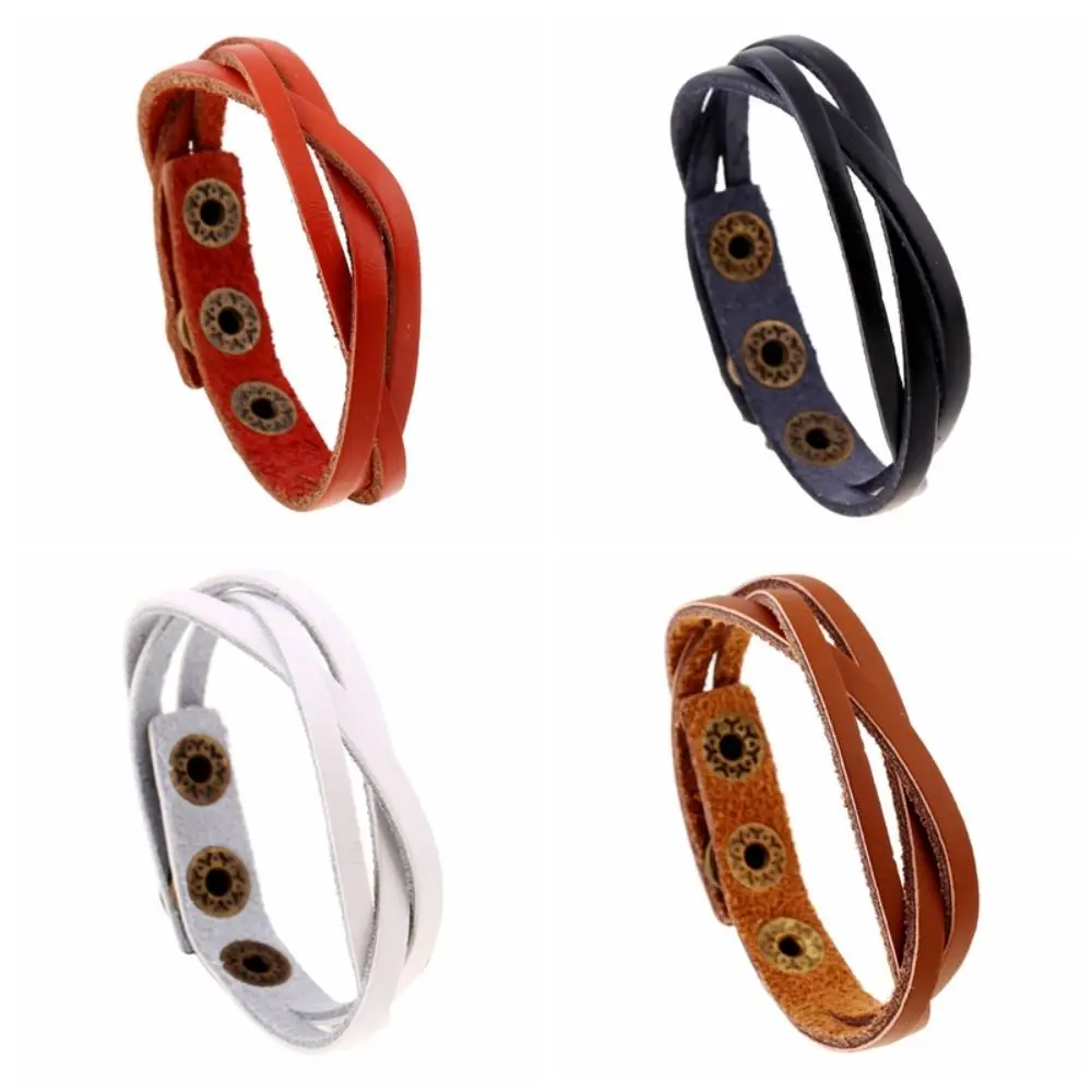 Fashion PU Leather Woven Bracelet Minimalism Vintage Leather Hand Chain Multicolor Handmade Men's Wrist Strap Women