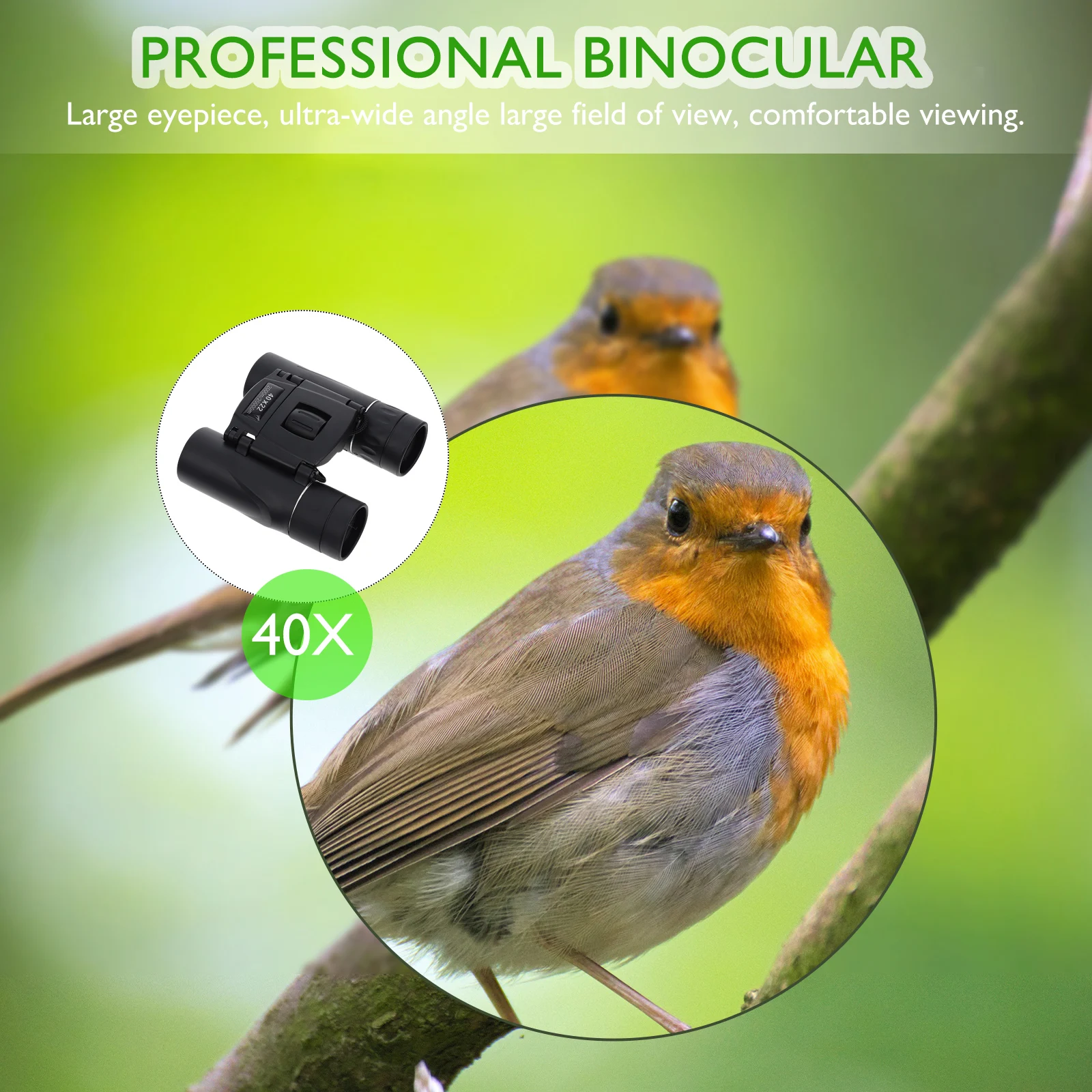 

1Pcs Compact 22Mm High Definition Large Objective Lens 40X Magnification Portable Outdoor Binocular for Bird Watching