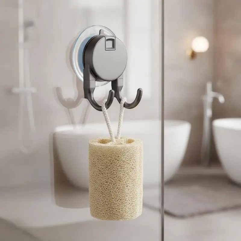 Suction Cup Hook Dual Hooks No Drilling For Smooth Surface Heavy Duty Hanger for Bathroom Kitchen Glass Door - view 2