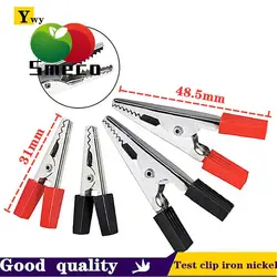 5pcs/lot Insulated Crocodile Clips Plastic Handle Cable Lead Testing Metal Alligator Clips Clamps  31mm/49mm Length Red/Black