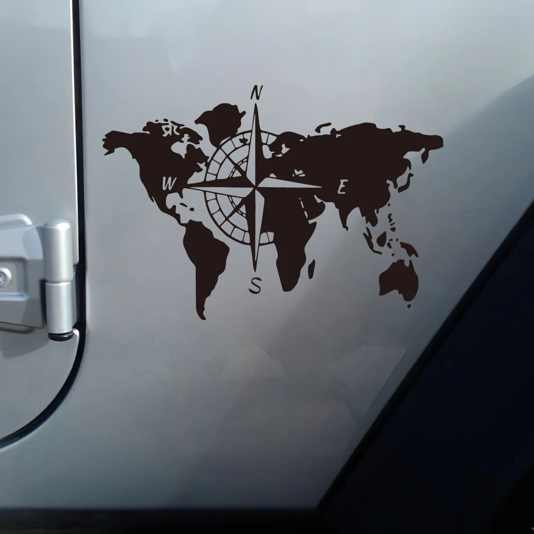 

Наклейка-компас с картой мира для авантюристов, виниловая наклейка, устойчивая к атмосферным воздействиям, для экстерьера автомобиля, грузовика, автодома и внедорожника