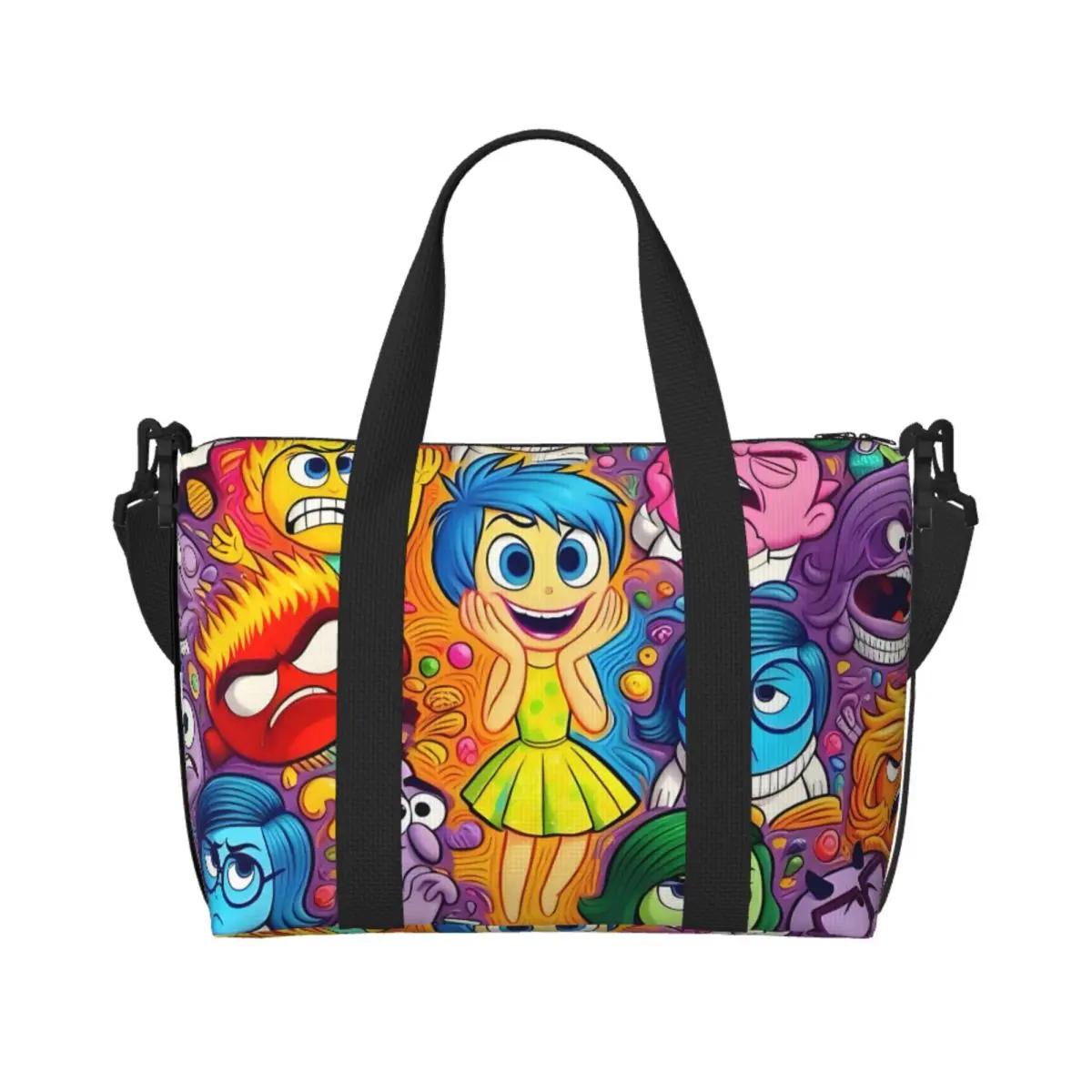 

Custom Film Inside Out Cartoon Beach Tote Bag for Women Extra Large Gym Carry On Anime Cute Travel Shopping Bags