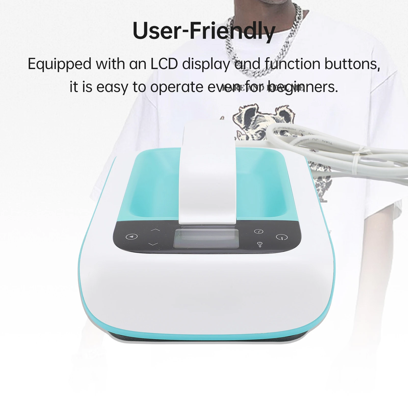 آلة الضغط الحراري للقمصان 7x4.8 بوصة نقل التدفئة مكبس الحديد تسخين سريع للتسامي مؤقت درجة الحرارة قابل للتعديل