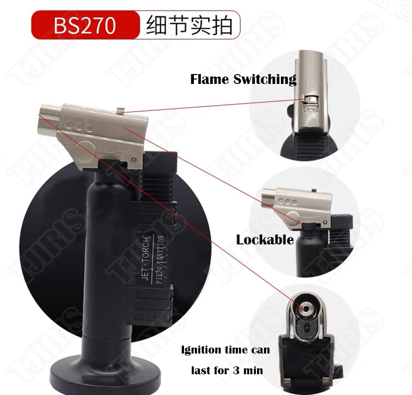 

Dental High-Temp Gas Torch Direct-Lgnition Lighter Welding Gun 1300℃ with Safety Lock Adjustable Flame for Jewelry/DIY/Kitchen