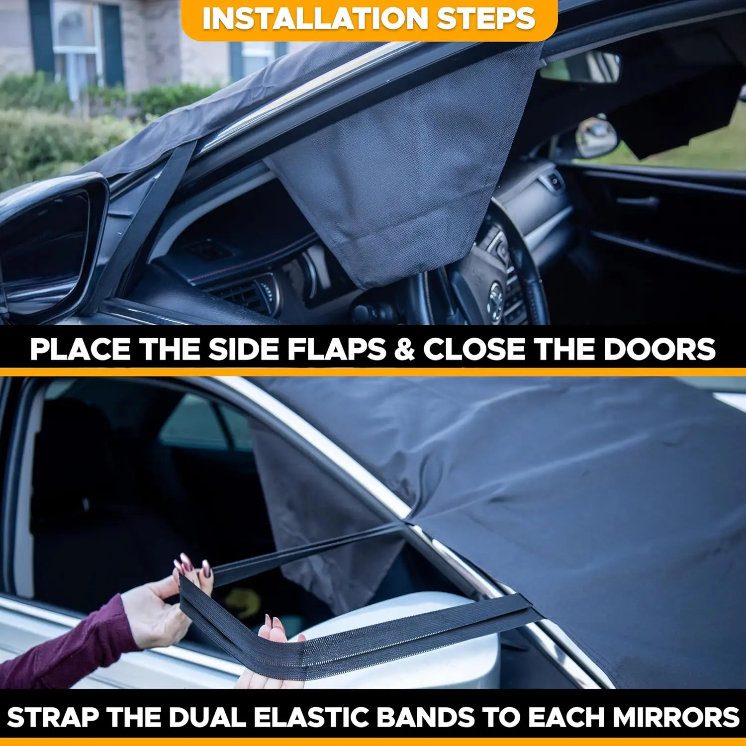 العالمي متنقل تخييم الزجاج الأمامي الشمسيات فان الزجاج الأمامي غطاء الصقيع الجليد درع الثلوج الغبار حامي اكسسوارات السيارات #4