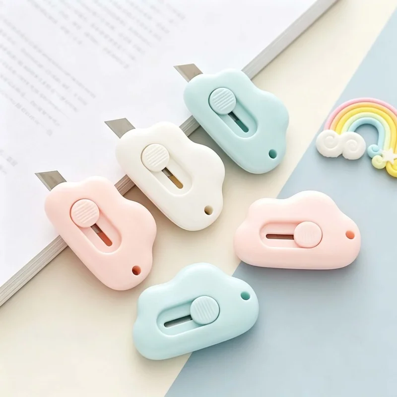 Mini Pocket Utility Knife,Refillable Blade Box Cutter,Portable Cloud Craft Paper Cutter for Wrapping,DIY Art Stationery Supplies