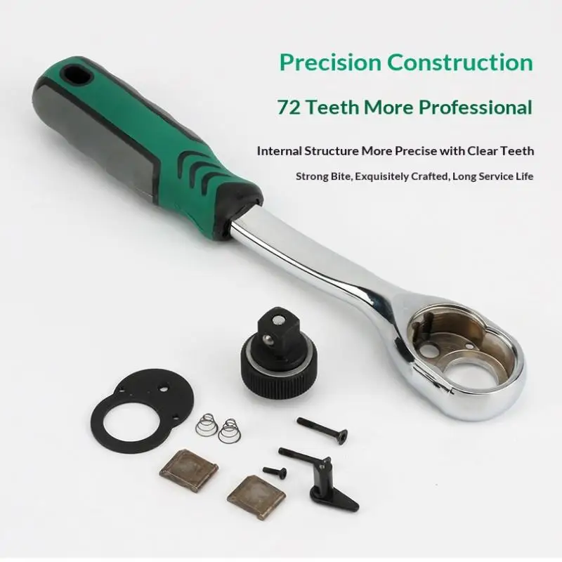 

1Pc 1/2" 1/4" 3/8" Quick Ratchet Wrench - 24/72 Tooth Two-Way Flying Wrench Socket Tool for Vehicle Bicycle Motorcycle Repair