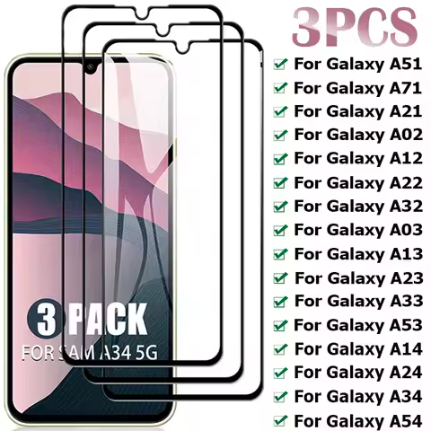 3Pcs Screen Protector for Samsung Galaxy A34 A54 A53 A14 A13 A23 A33 A52 A51 A02 A03S A21S A71 A12 A22 A32 5G Tempered Glass
