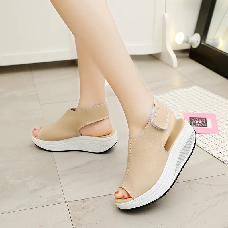 Sandálias femininas plus size 35-43 sapatos para mulher plataforma de verão peep toe sapatos casuais confortáveis antiderrapantes sandalias de mujer